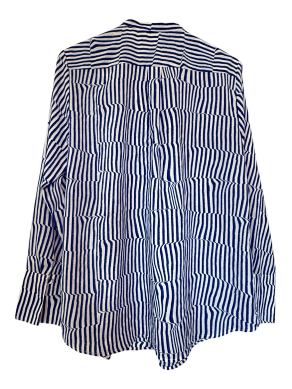 Banana Republic L Blue White Striped Ruffle Blouse - Picture 7 of 12